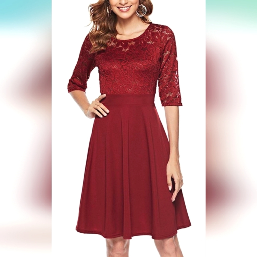 NWOT•Vintage Floral Lace Cocktail Dress (XL)